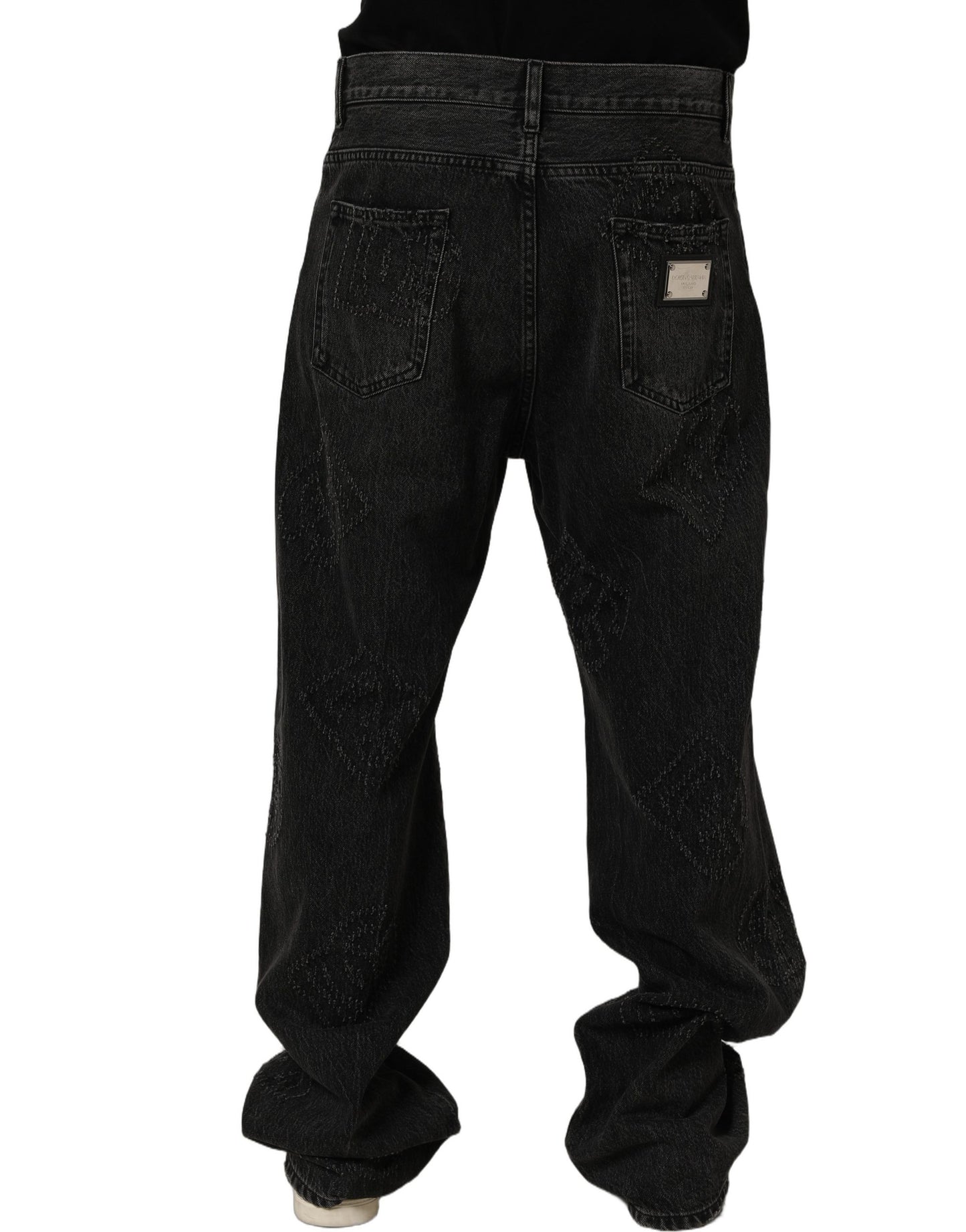 Dolce & Gabbana Dark Gray Cotton WideLeg Oversize Denim Jeans