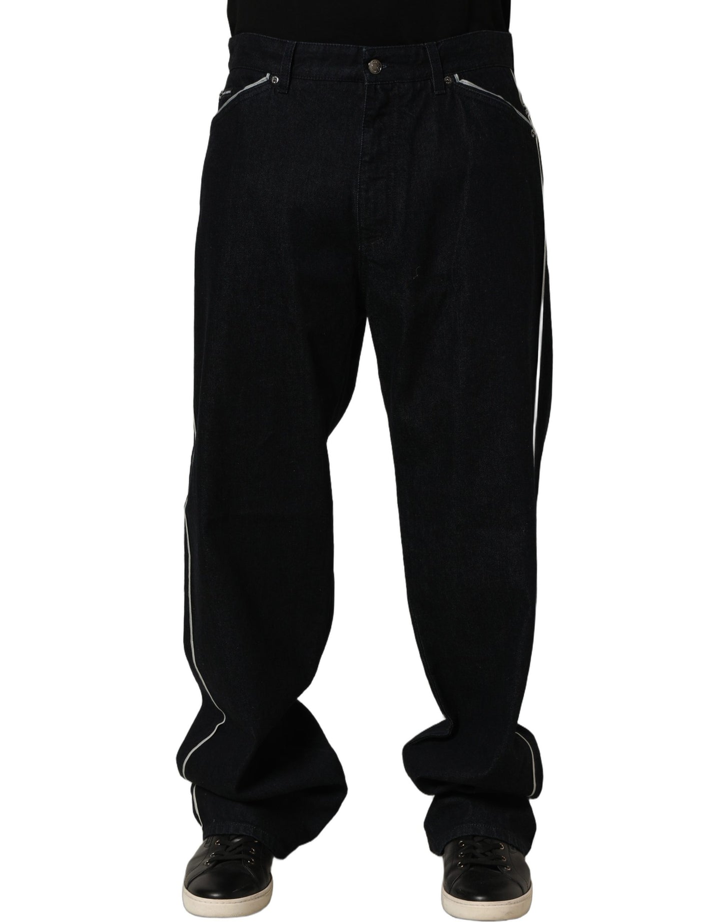 Dolce & Gabbana Black Cotton Stretch Straight Men Denim Jeans