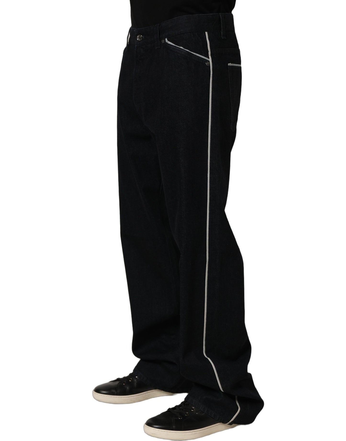 Dolce & Gabbana Black Cotton Stretch Straight Men Denim Jeans