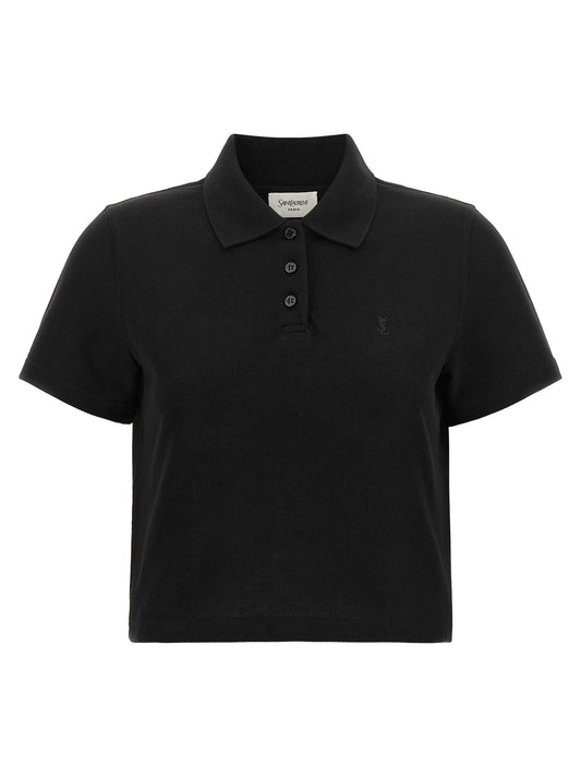 Saint Laurent Black Cotton Polo Shirt