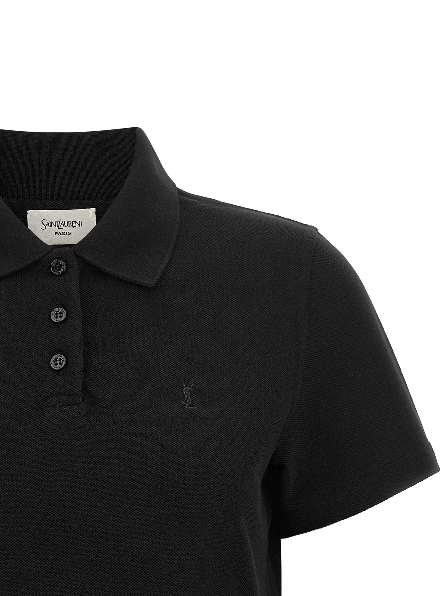 Saint Laurent Black Cotton Polo Shirt