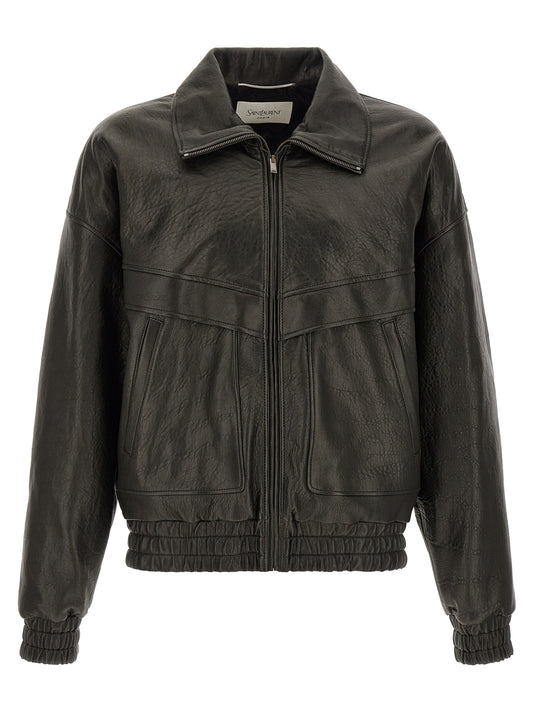 Saint Laurent Black Lamb Leather Leather Jacket