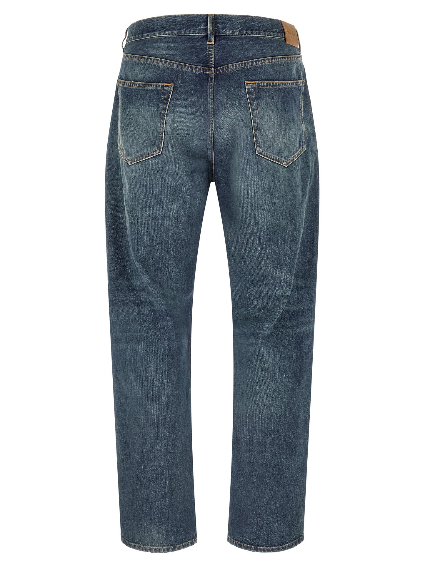 Saint Laurent Blue Cotton Straight-Leg Jeans