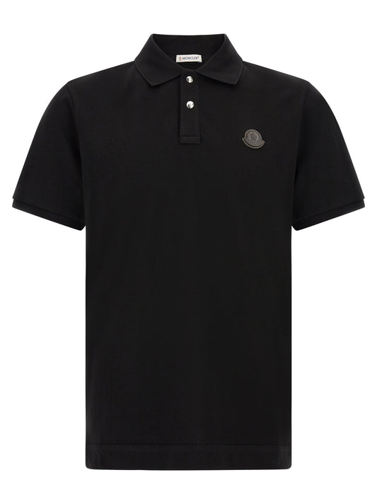 Moncler Black Leather Polo Shirt