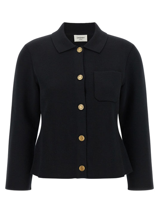 Saint Laurent Black Wool Cardigan