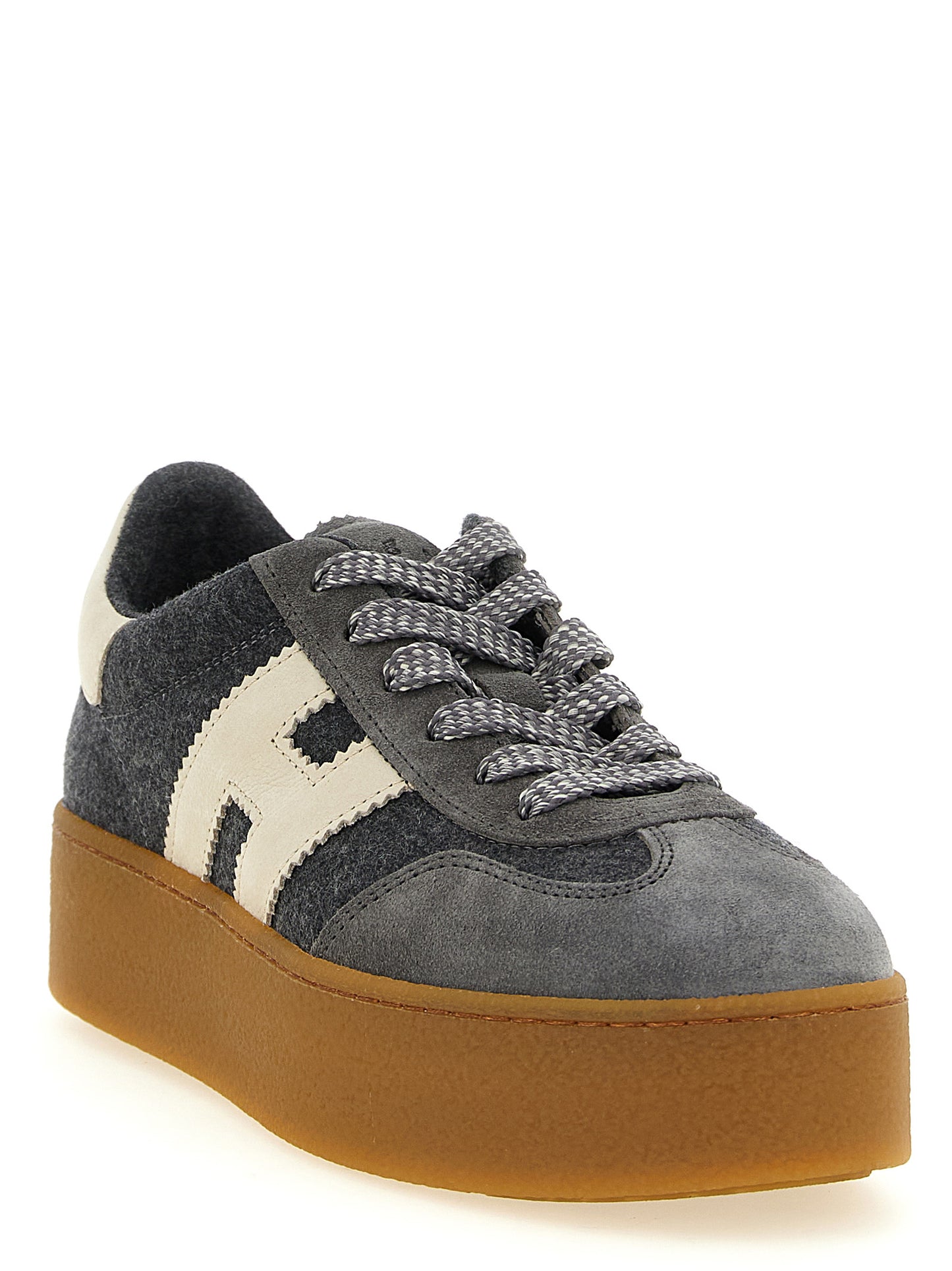 Hogan Gray Wool Platform Sneakers