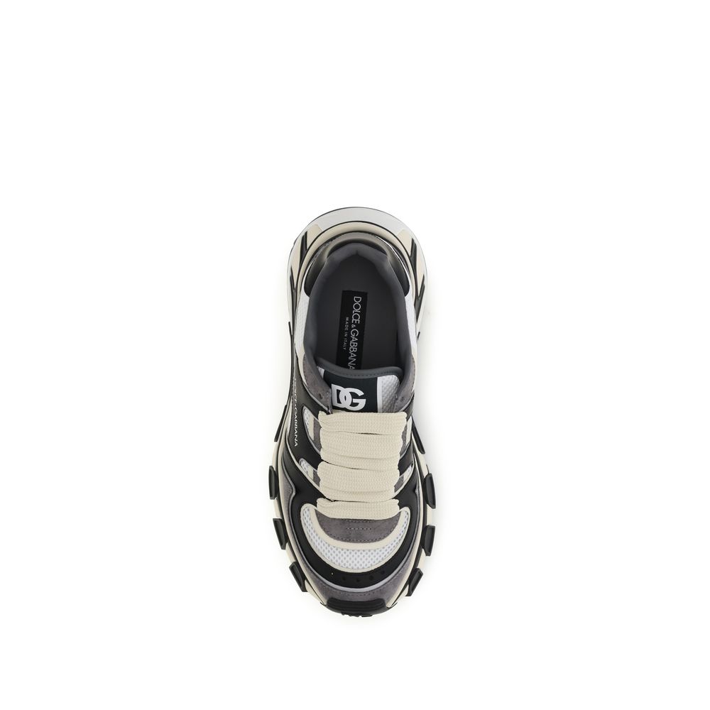 Dolce & Gabbana Gray Calf Leather Bos Taurus Chunky Sneakers