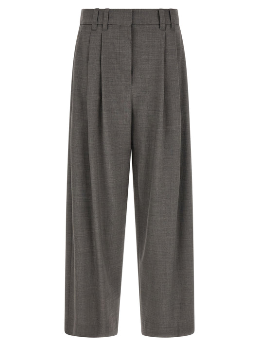 Brunello Cucinelli Gray Virgin Wool Cropped Pants