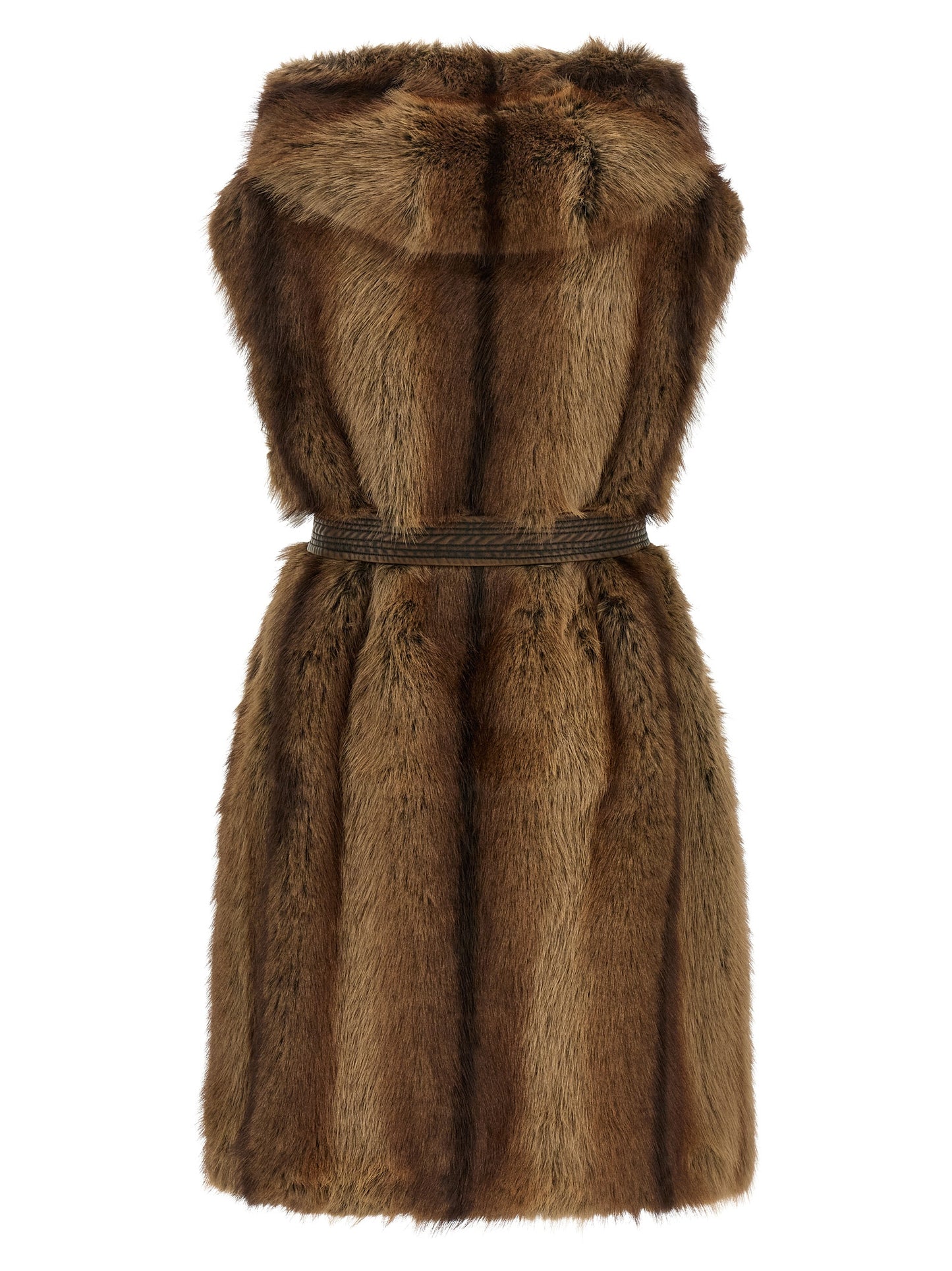 PINKO Brown Polyester Sleeveless Jacket