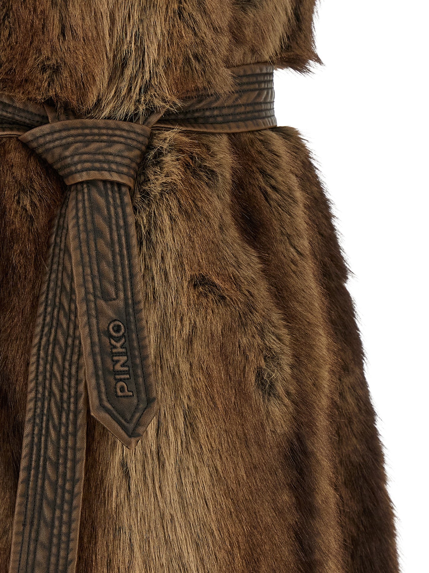 PINKO Brown Polyester Sleeveless Jacket