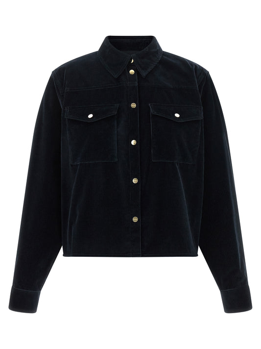 Max Mara Blue Cotton Full-Length Jacket