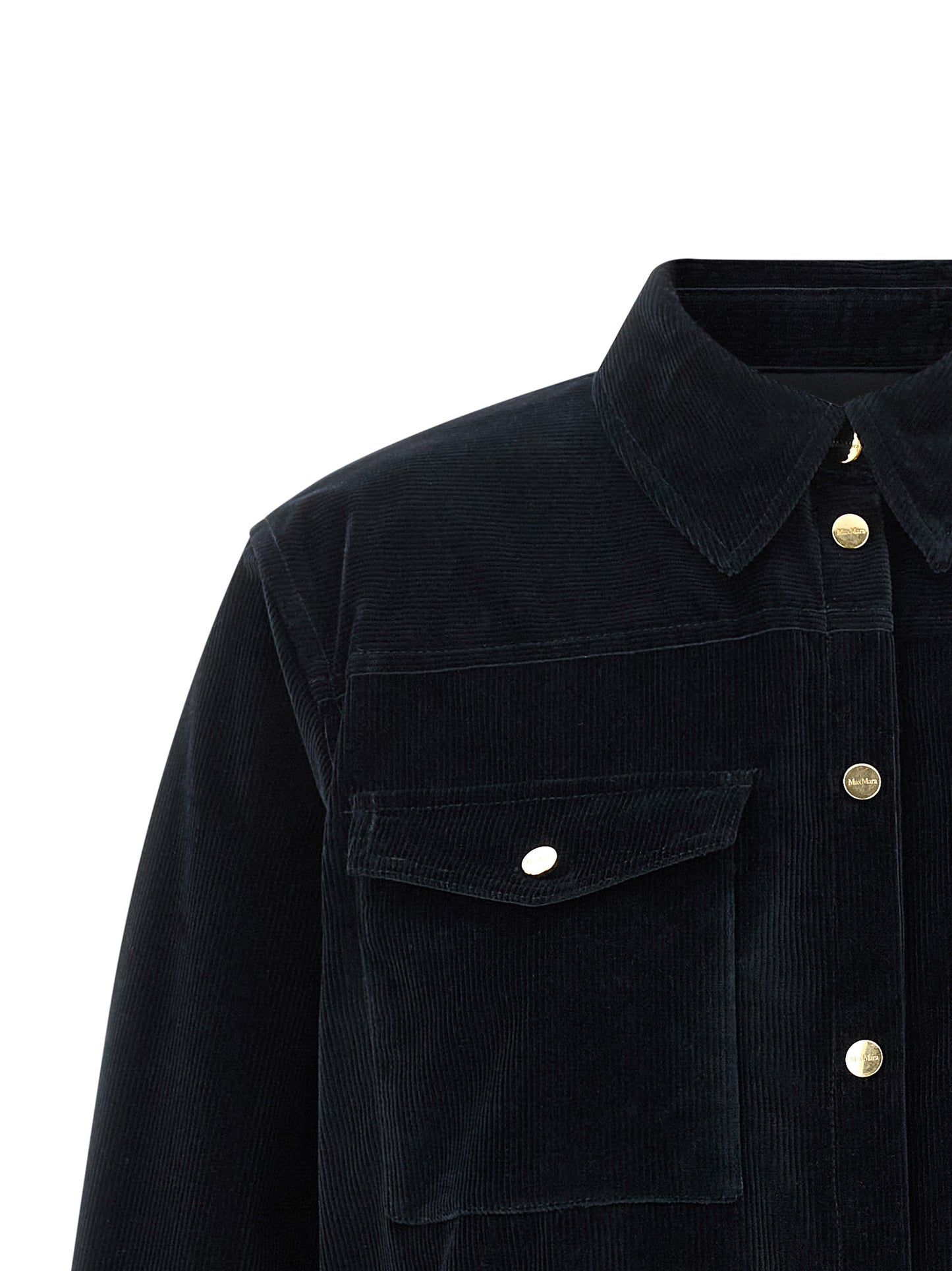 Max Mara Blue Cotton Full-Length Jacket