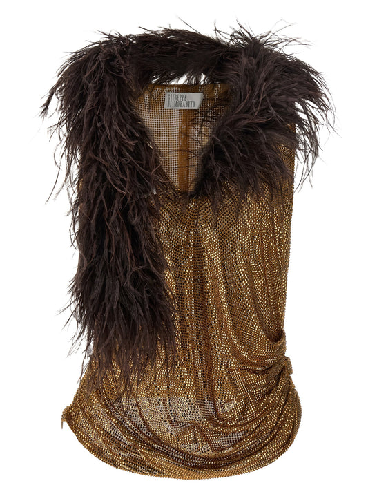 Giuseppe Di Morabito Gold Polyamide Tank Tops