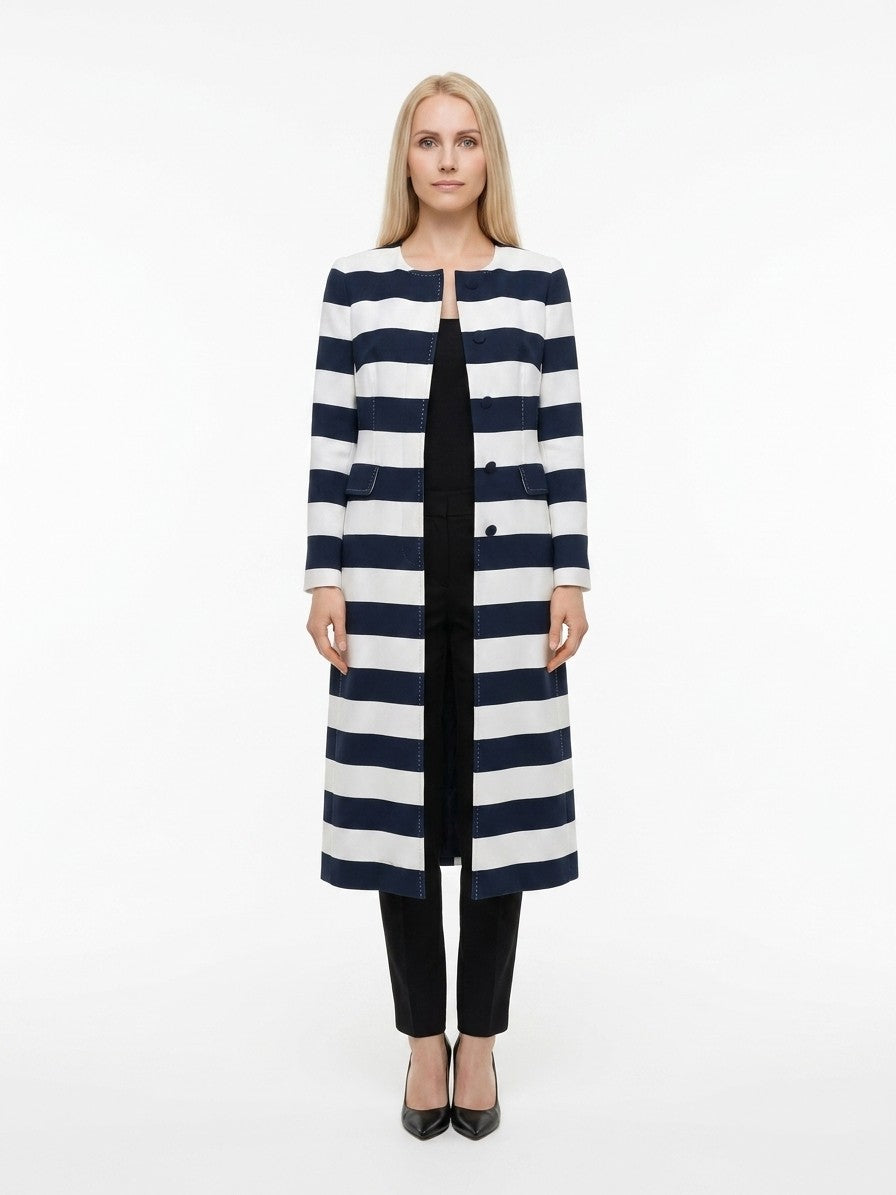Dolce & Gabbana Navy Blue Viscose Coat