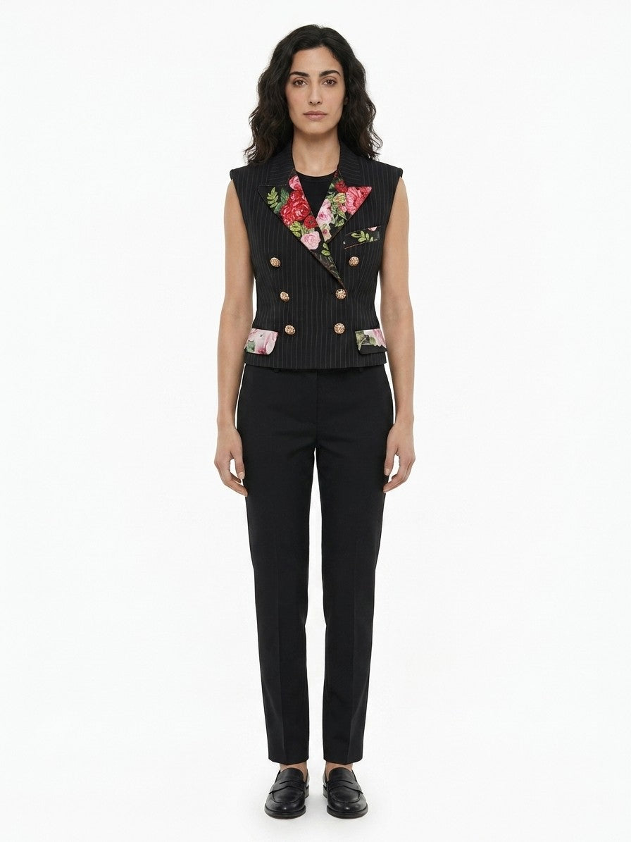 Dolce & Gabbana Black Cotton Sleeveless Jacket