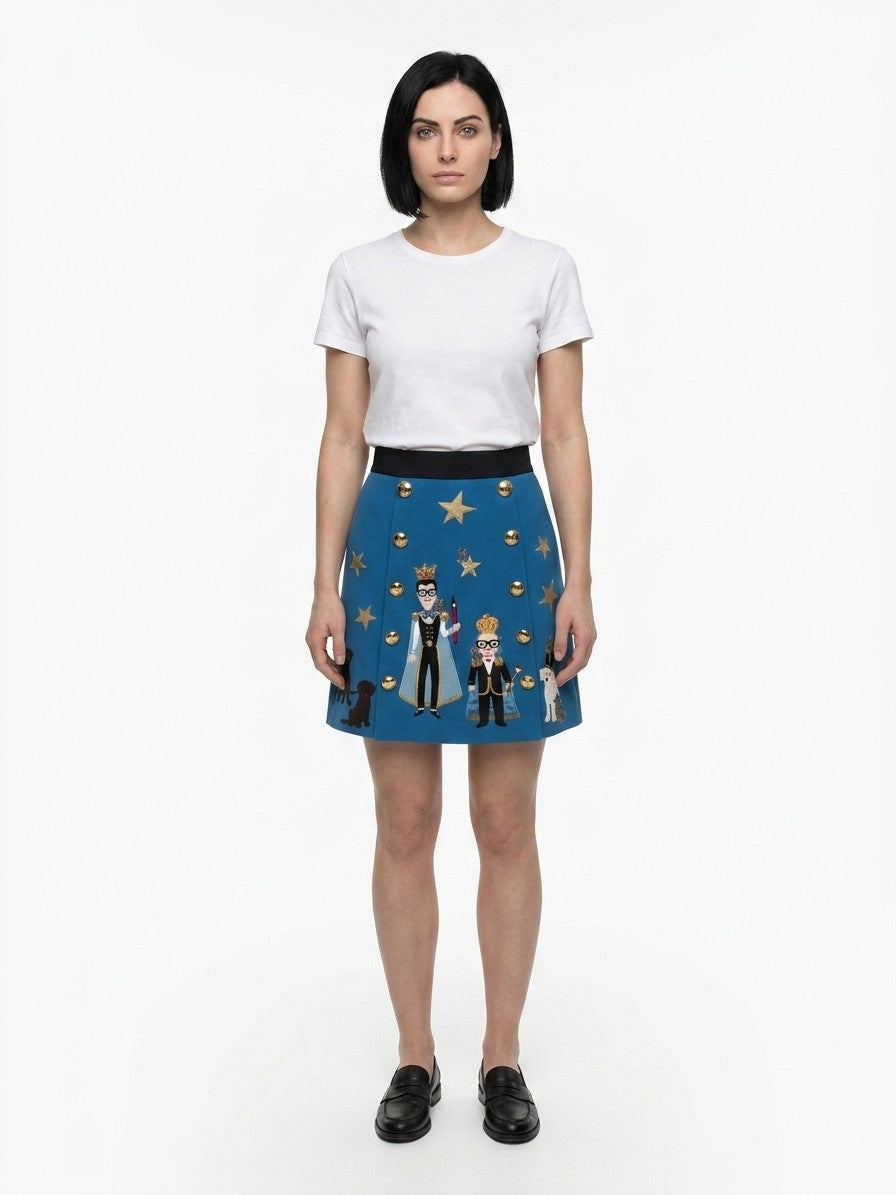 Dolce & Gabbana Blue Elastane Mini Skirt