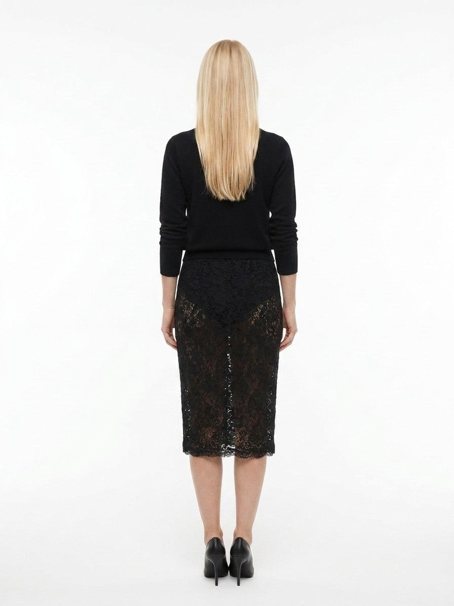 Dolce & Gabbana Black Polyamide Midi Skirt