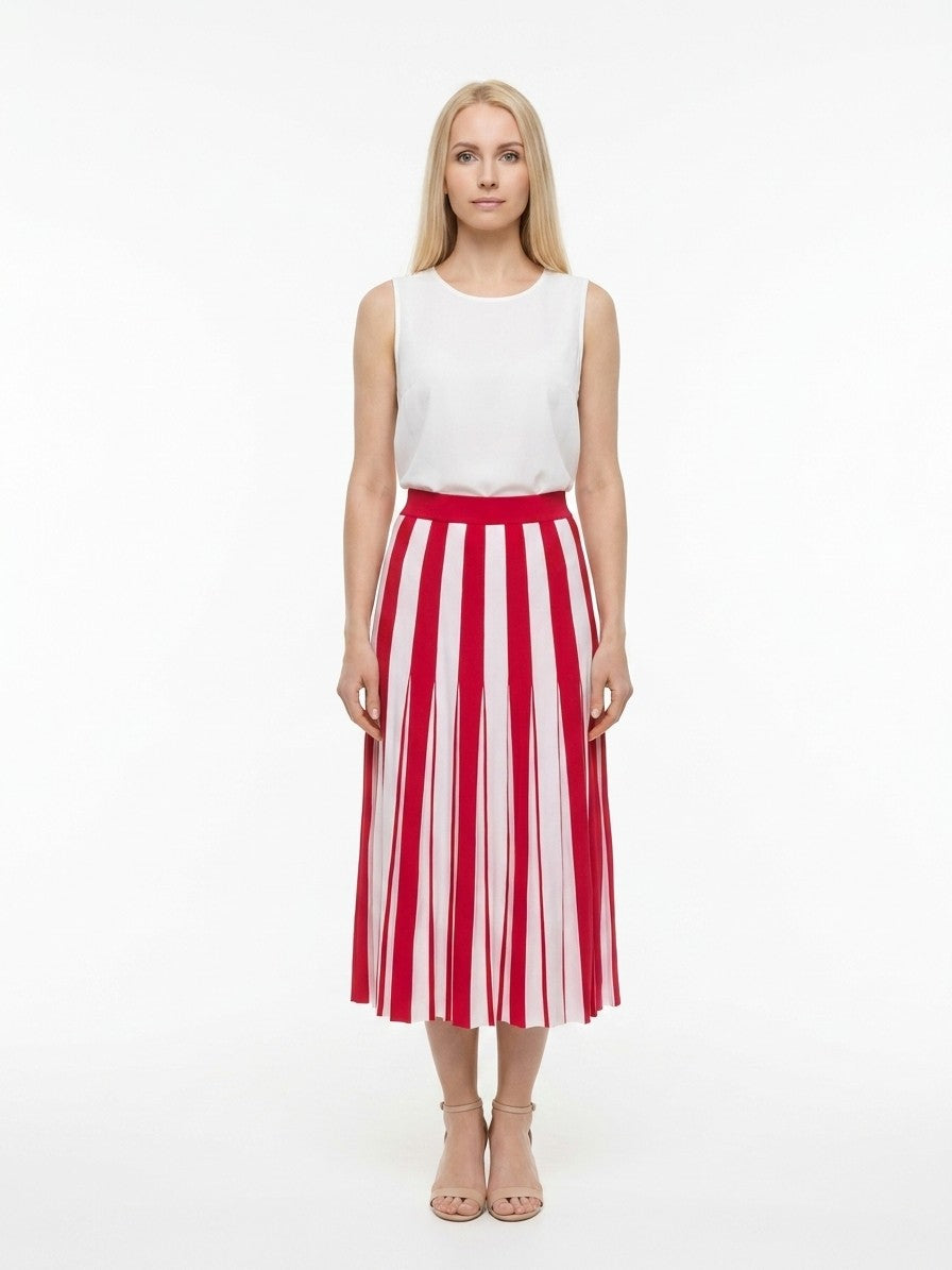 Dolce & Gabbana Red Elastane Midi Skirt