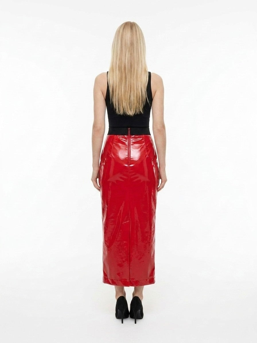 Dolce & Gabbana Red Elastane Long Skirt