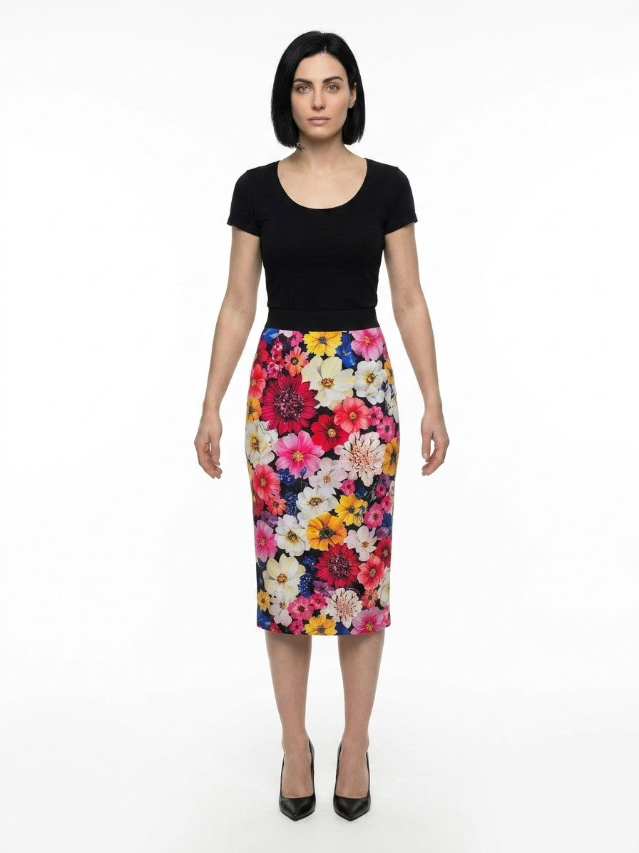 Dolce & Gabbana Multicolor Elastane Midi Skirt