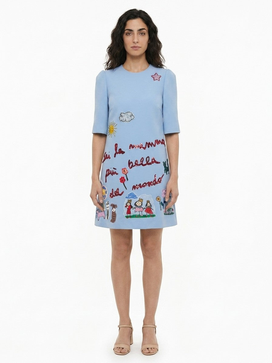 Dolce & Gabbana Light Blue Virgin Wool Casual Dress