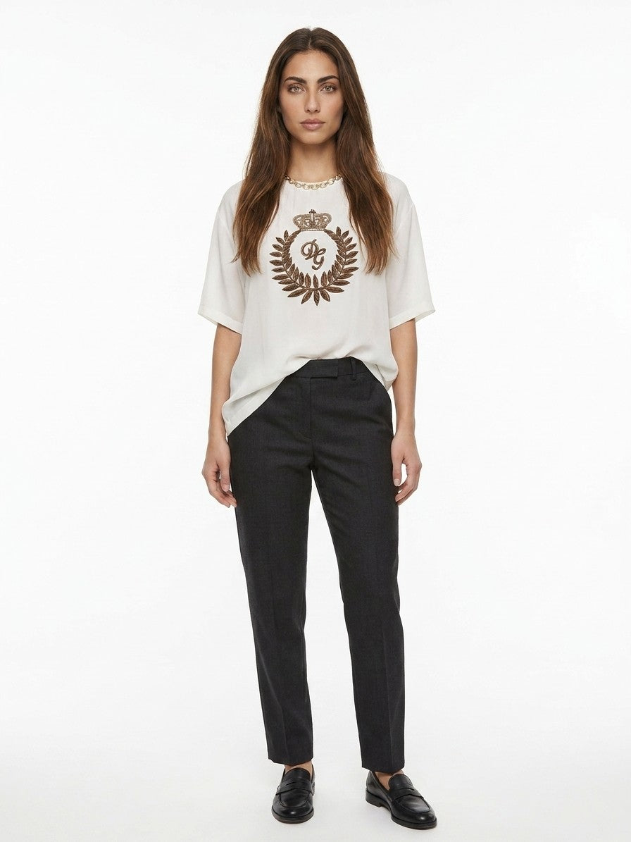 Dolce & Gabbana White Silk T-Shirt