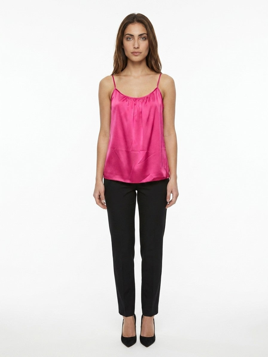 Dolce & Gabbana Pink Silk Sleeveles T-Shirt