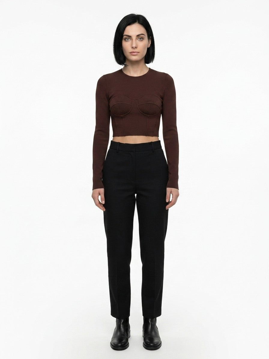 Dolce & Gabbana Brown Elastane Long Sleeve T-Shirt