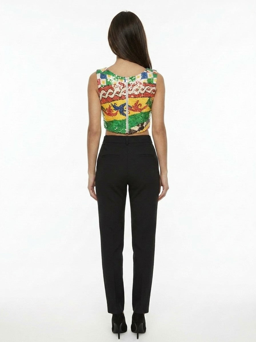 Dolce & Gabbana Multicolor Polyester Sleeveles T-Shirt