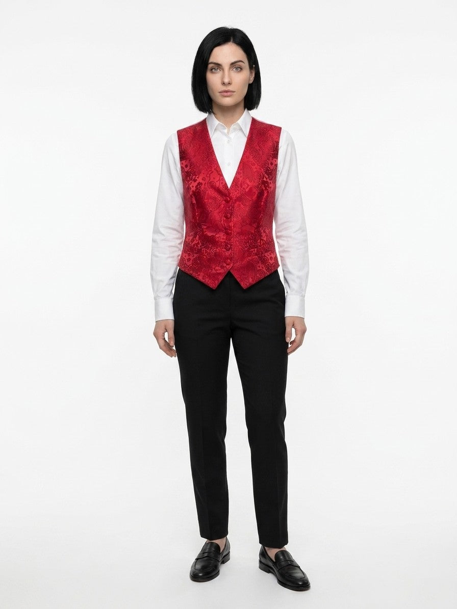 Dolce & Gabbana Red Elastane Waistcoat