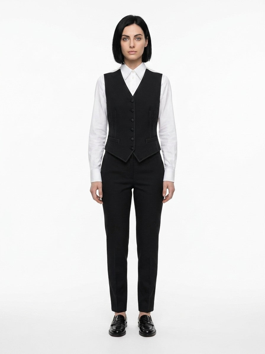 Dolce & Gabbana Black Elastane Waistcoat