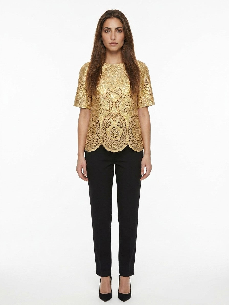 Dolce & Gabbana Gold Marabou T-Shirt