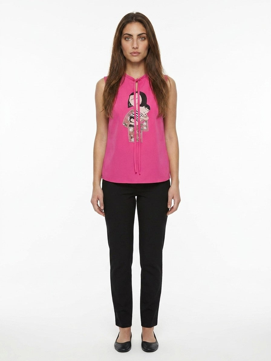 Dolce & Gabbana Pink Elastane Sleeveles T-Shirt