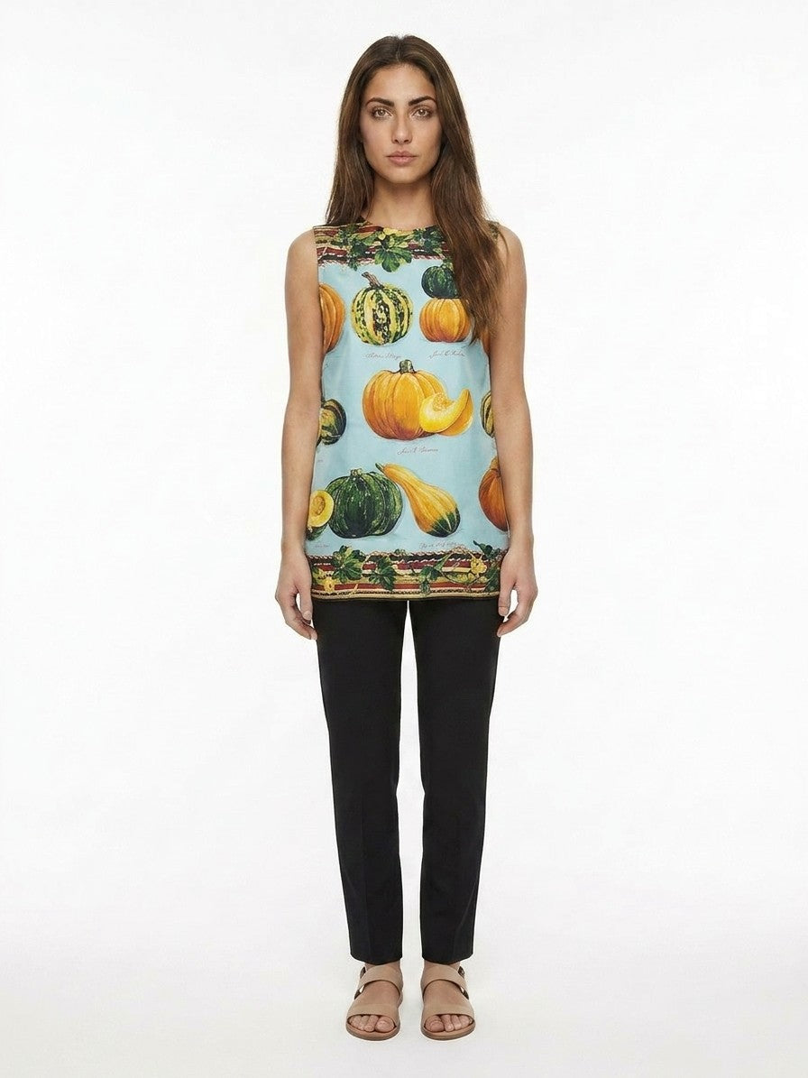 Dolce & Gabbana Multicolor Silk Sleeveles T-Shirt