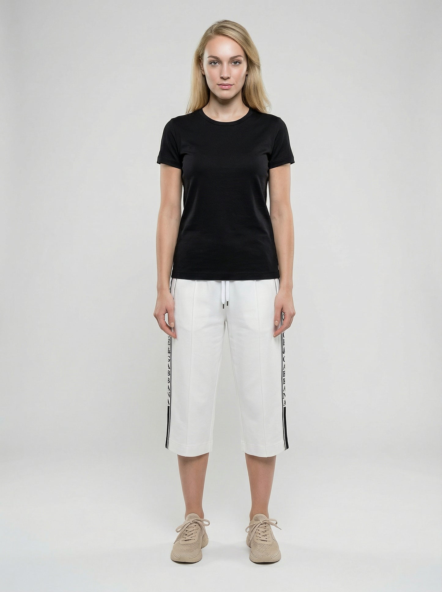 Dolce & Gabbana White Elastane Cropped Pants