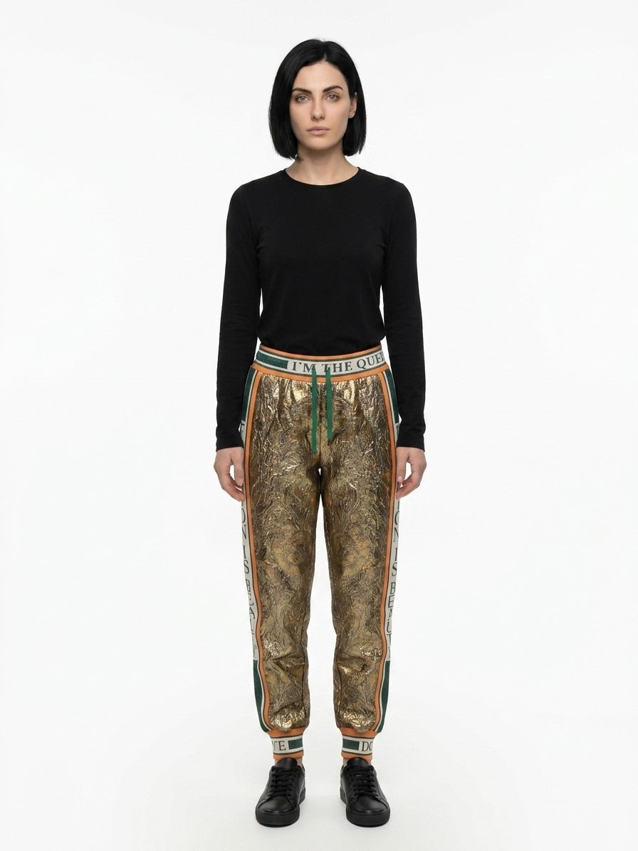 Dolce & Gabbana Gold Metallic Fibre Casual Pants