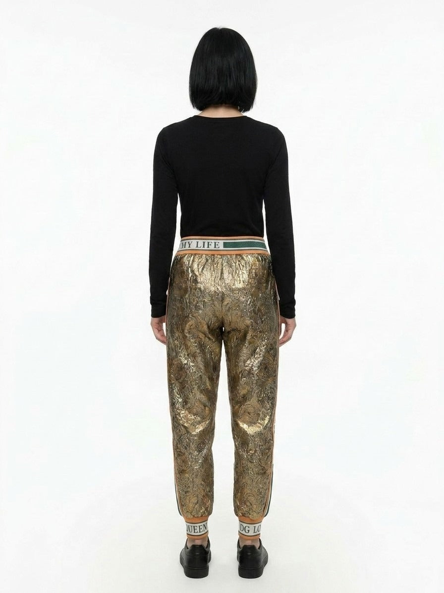 Dolce & Gabbana Gold Metallic Fibre Casual Pants
