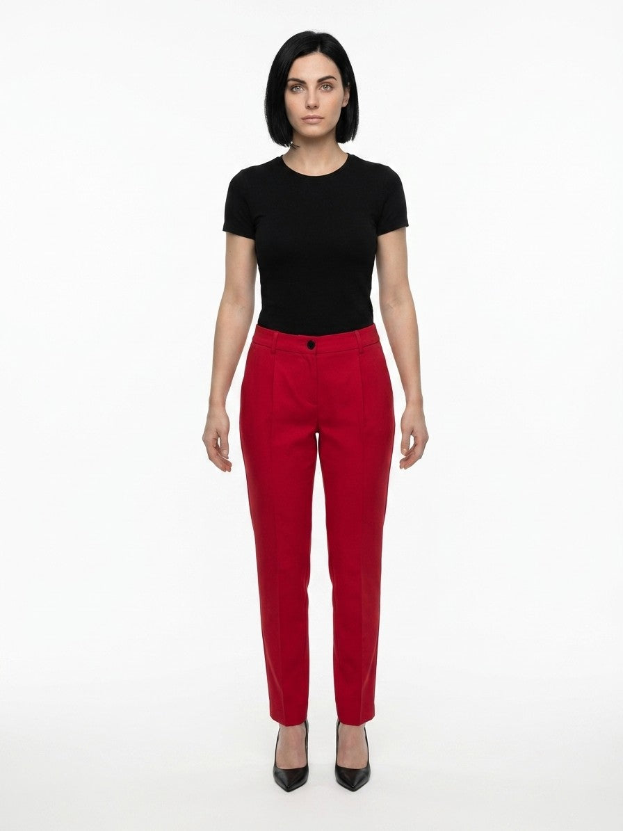 Dolce & Gabbana Red Elastane Dress Pants