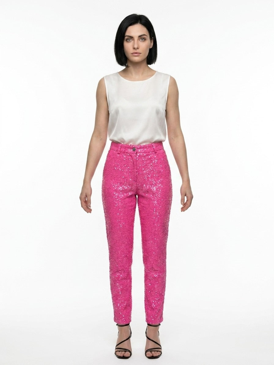 Dolce & Gabbana Pink Elastane Casual Pants