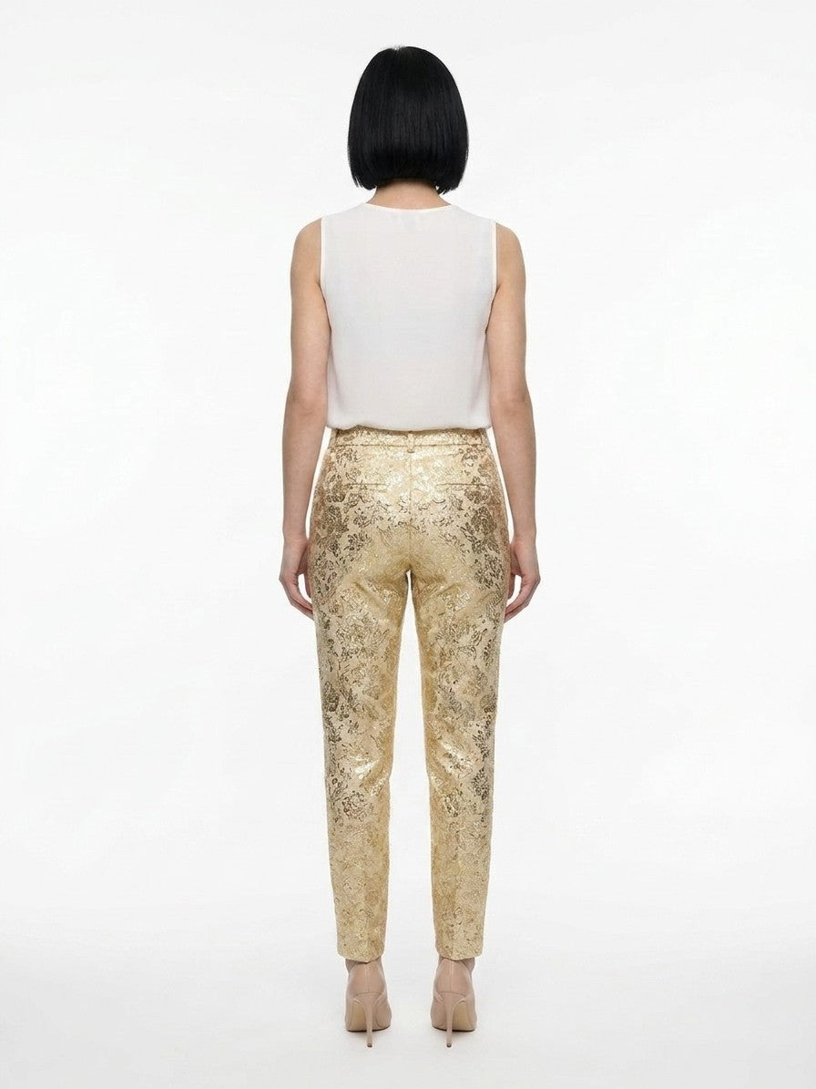 Dolce & Gabbana Gold Polyamide Casual Pants