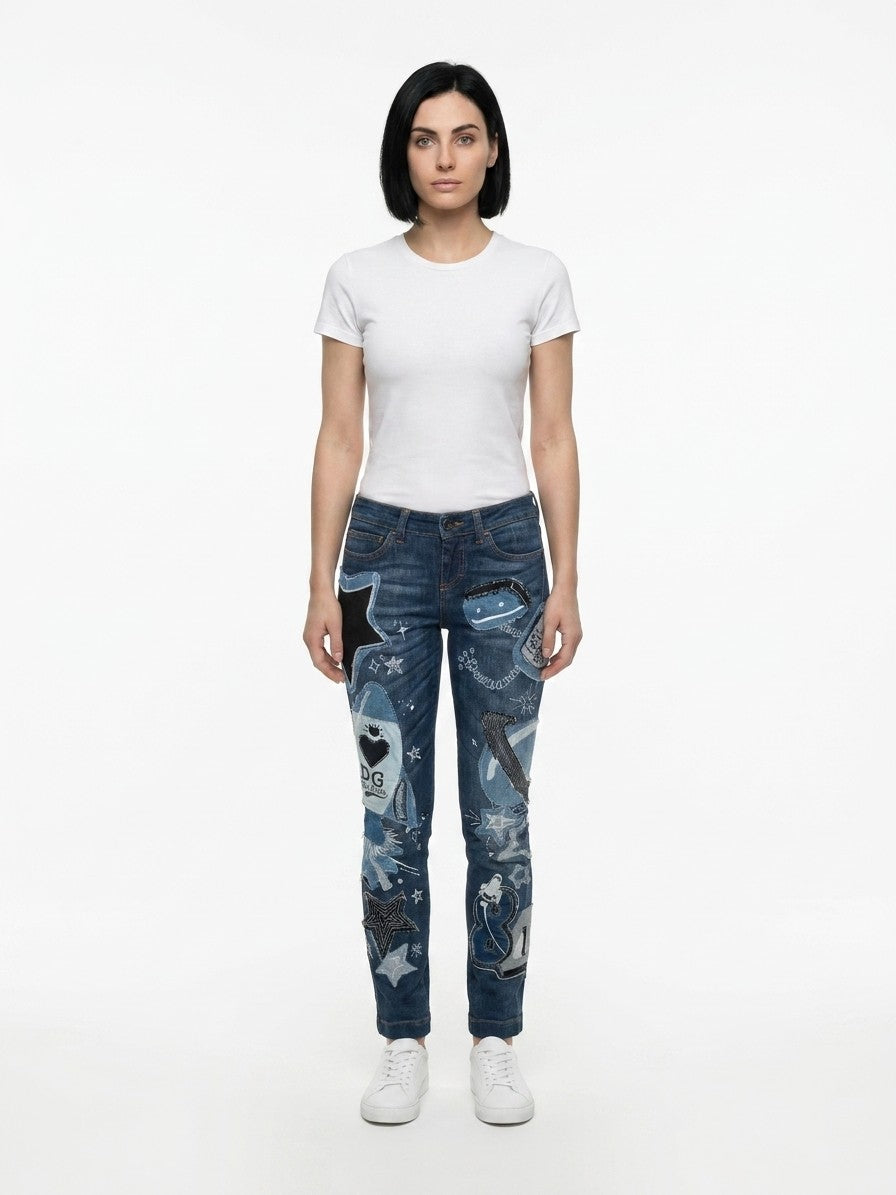 Dolce & Gabbana Blue Cotton Straight-Leg Jeans