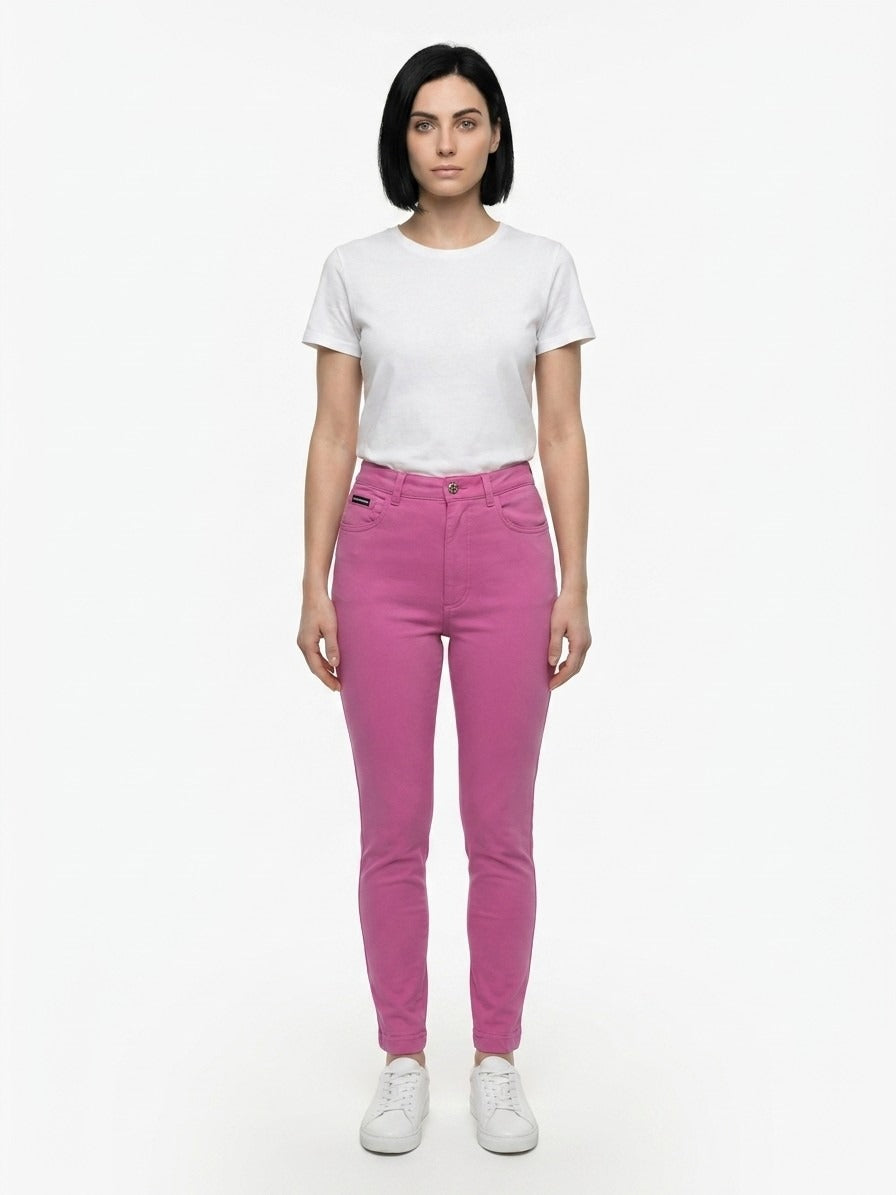 Dolce & Gabbana Pink Cotton Skinny Pants