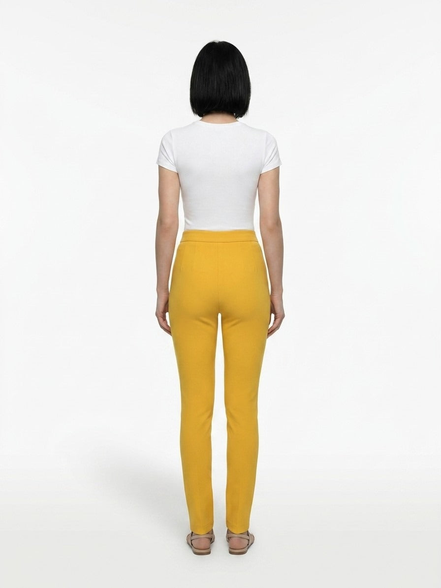 Dolce & Gabbana Yellow Polyester Skinny Pants