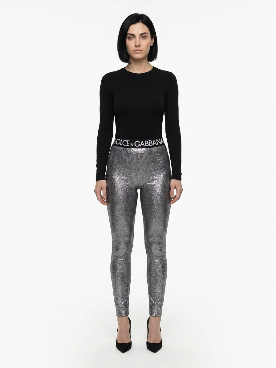 Dolce & Gabbana Silver Polyester Leggings