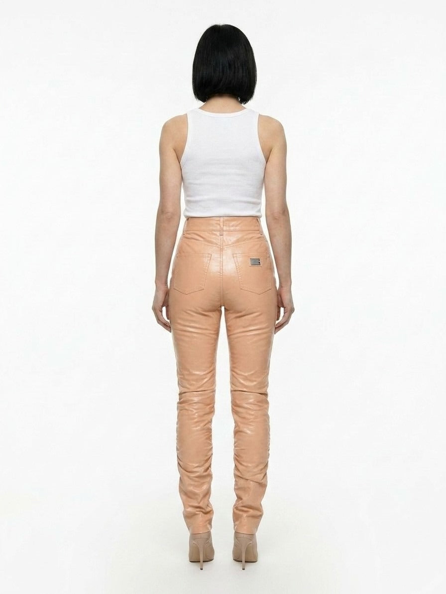 Dolce & Gabbana Beige Leather Pants