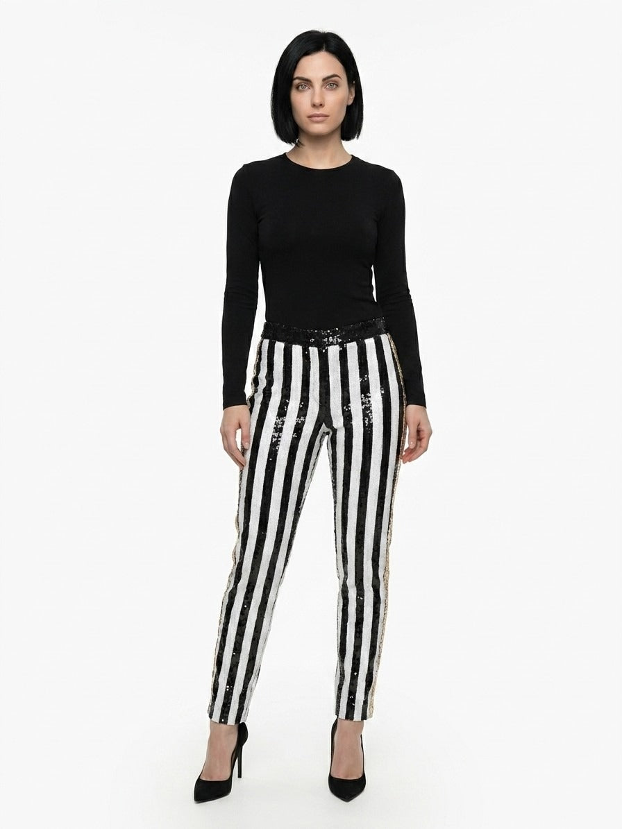 Dolce & Gabbana Black And White Polyamide Pants