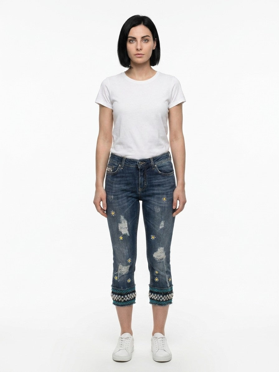 Dolce & Gabbana Blue Cotton Cropped Jeans