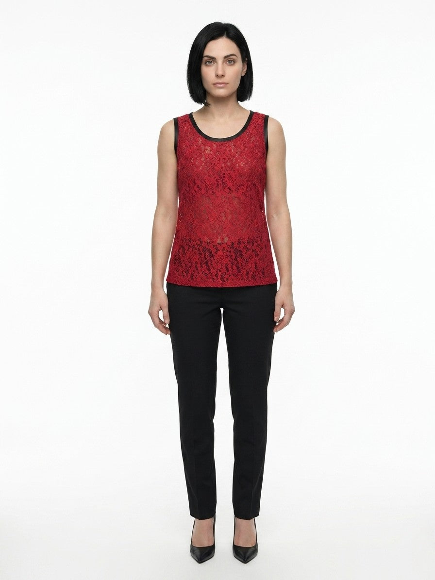 Dolce & Gabbana Red Acetate Sleeveles T-Shirt
