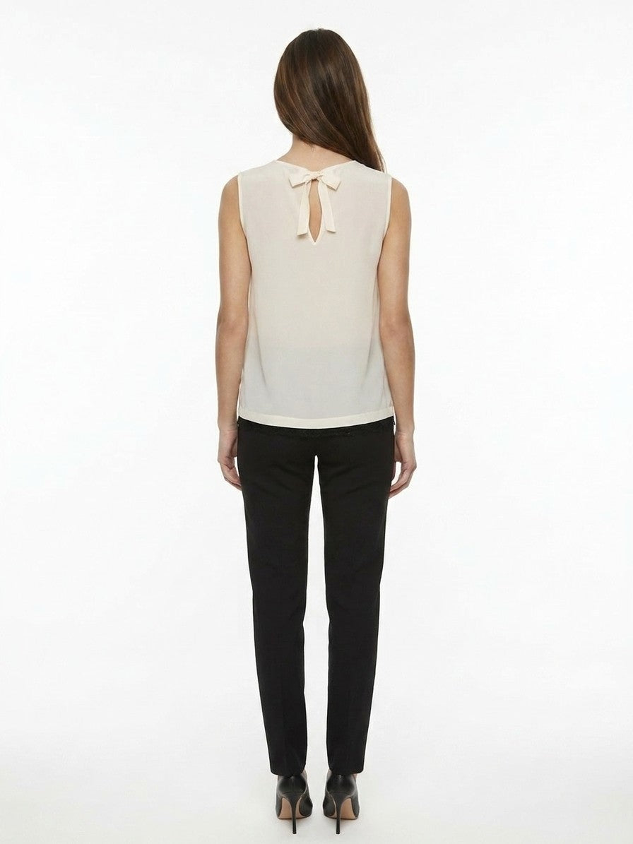 Dolce & Gabbana White Silk Sleeveles T-Shirt