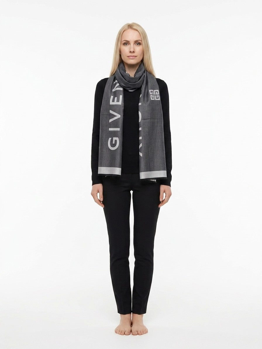 Givenchy Gray Silk Scarf